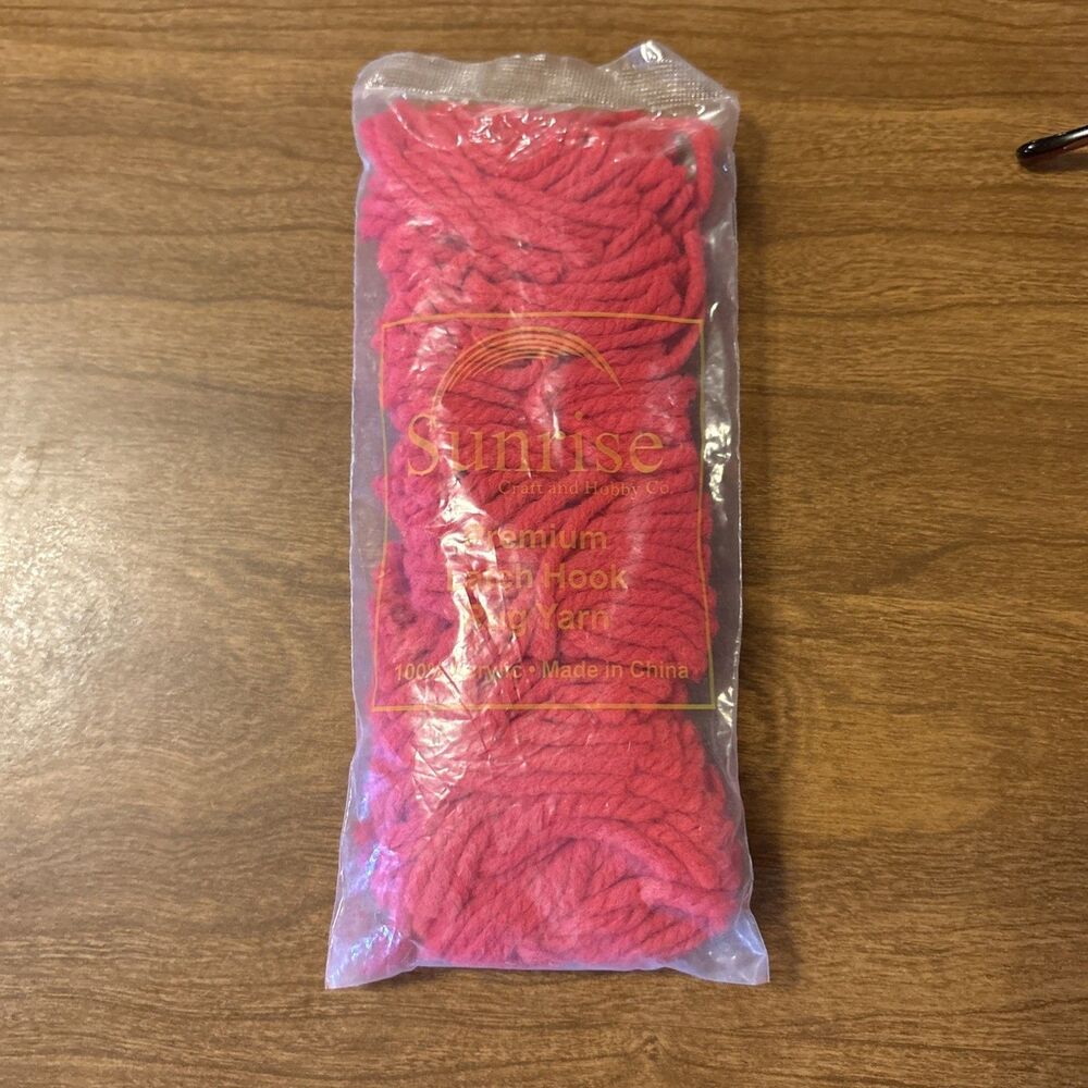 Sealed Pack Sunrise Premium Acrylic Latch Hook Rug Yarn Bright Red